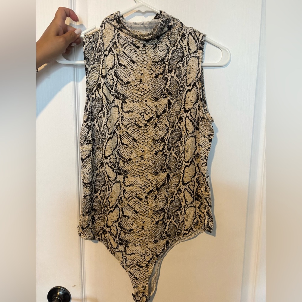 Elegant Snake Print Bodysuit